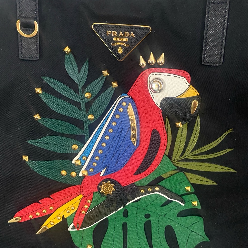 Prada Saffiano-Trimmed Parrot Tote - Picture 3 of 8